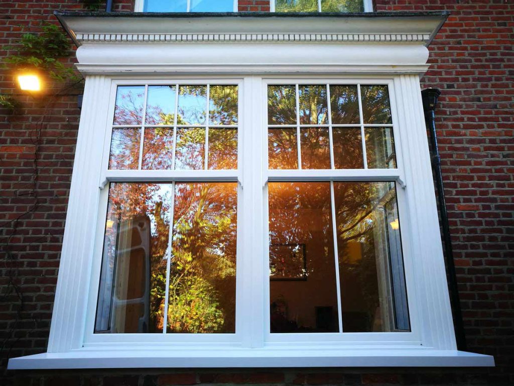 white upvc sash window