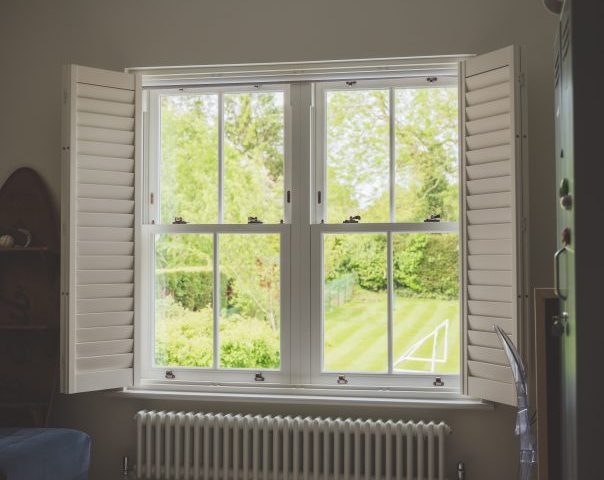 sash windows with shutters